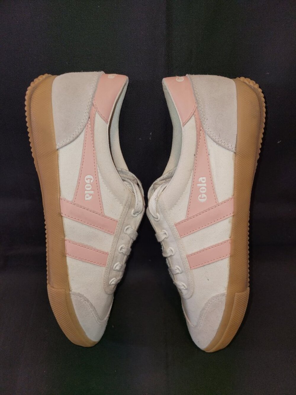 Gola Badminton Plimsoll Off White and Pearl Pink Suede Sneakers Women's Size 9 - Picture 2 of 14